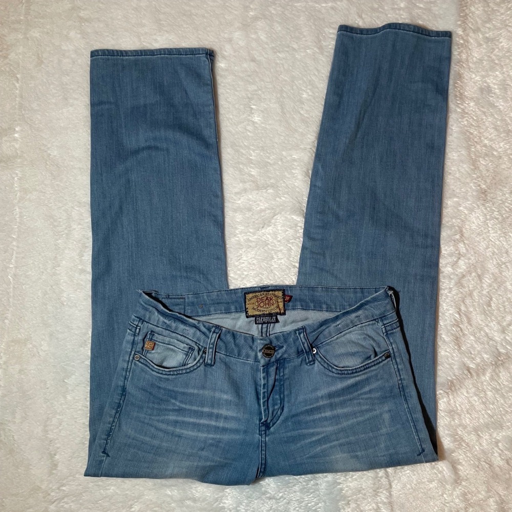 Dear John Modern Luxury Women Light Wash Straight Leg Stretch Jeans Size 28 Y2K